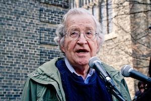 Picture: Noam Chomsky (April 2011) courtesy Andrew Rusk/WikiMedia Commons.