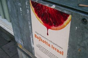 Picture: A Swedish poster calling for the boycott of Israeli products courtesy Jacob Rask/Flickr.