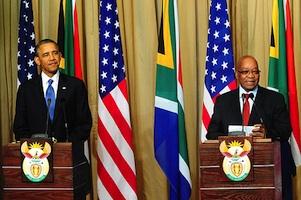 Picture: American President Barack Obama and South African President Jacob Zuma at a press briefing in Pretoria courtesy GovernmentZA.