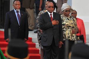 Picture: Deputy President Kgalema Motlanthe and President Jacob Zuma on the red carpet outside Parliament courtesy GCIS. 