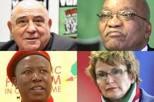 Picture: On the left, Ronnie Kasrils and Julius Malema. On the right, Jacob Zuma and Helen Zille
