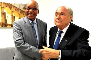 Picture: President Jacob Zuma greets FIFA President Sepp Blatter at the FIFA world Cup finals held at Rio De Jainero, Brazil, courtesy GCIS